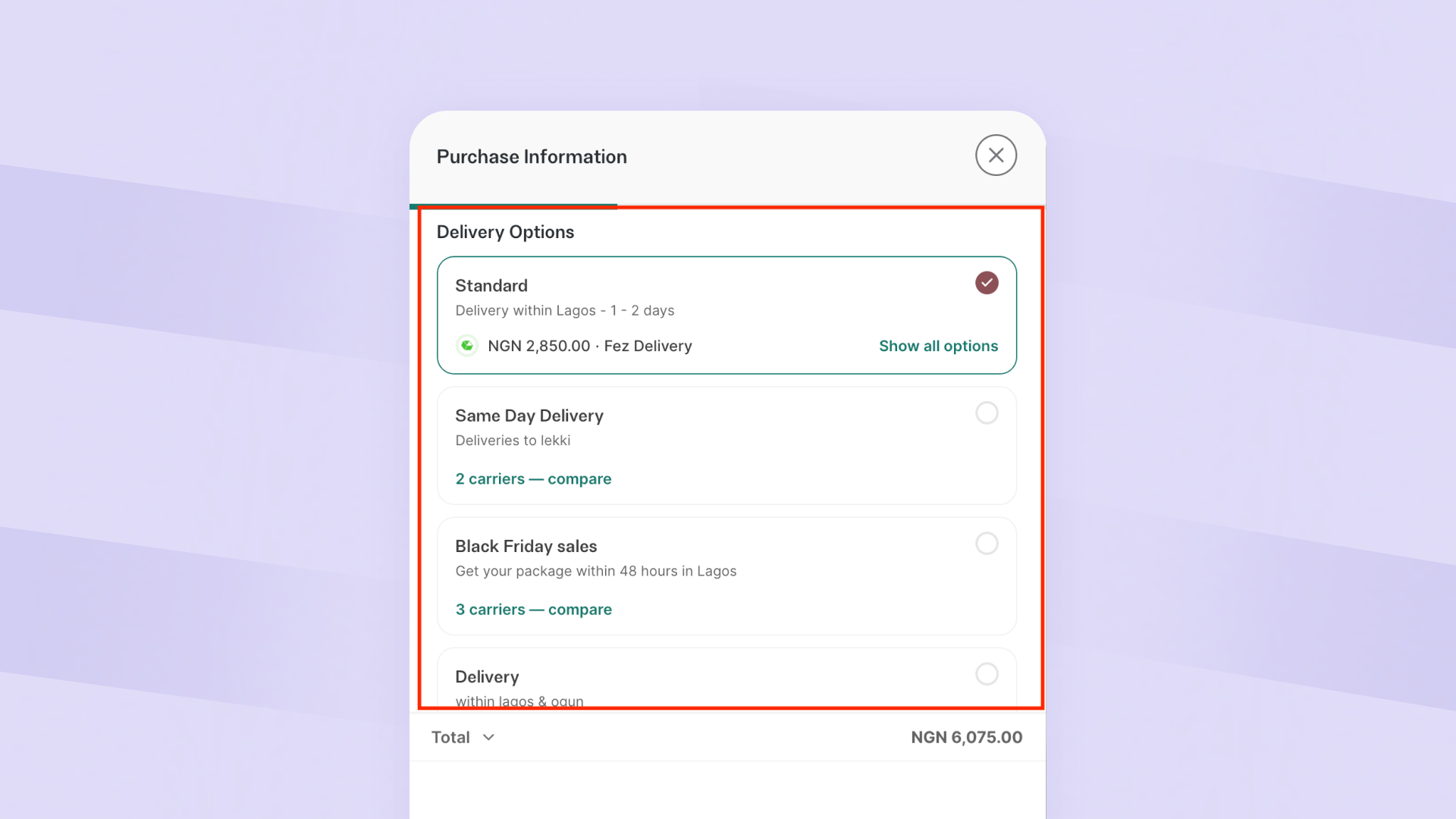 Make Delivery Information Clear