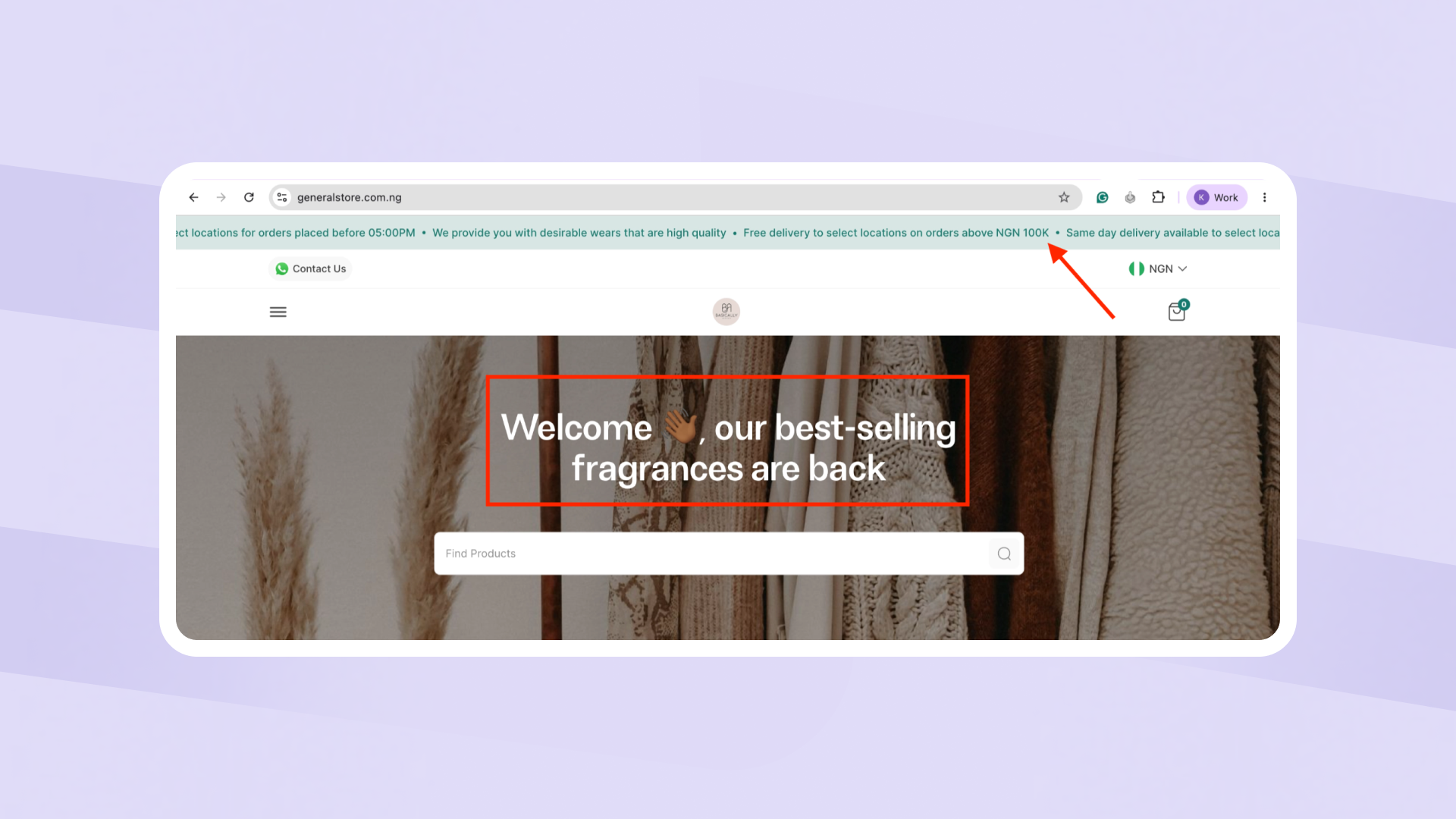 Banners on a website